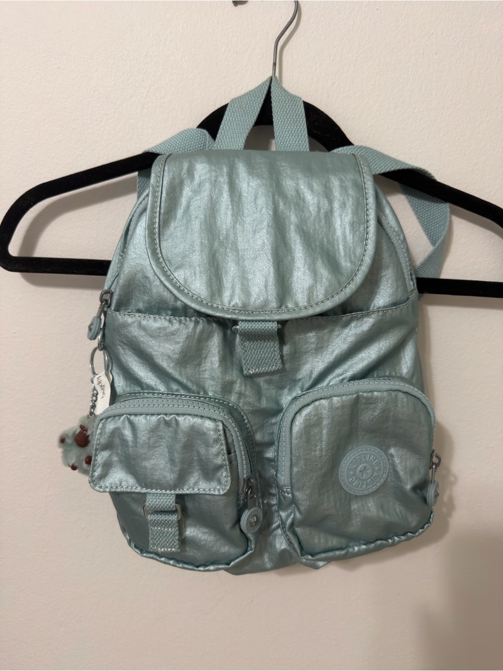 Kipling Metallic Light Teal Mini Backpack